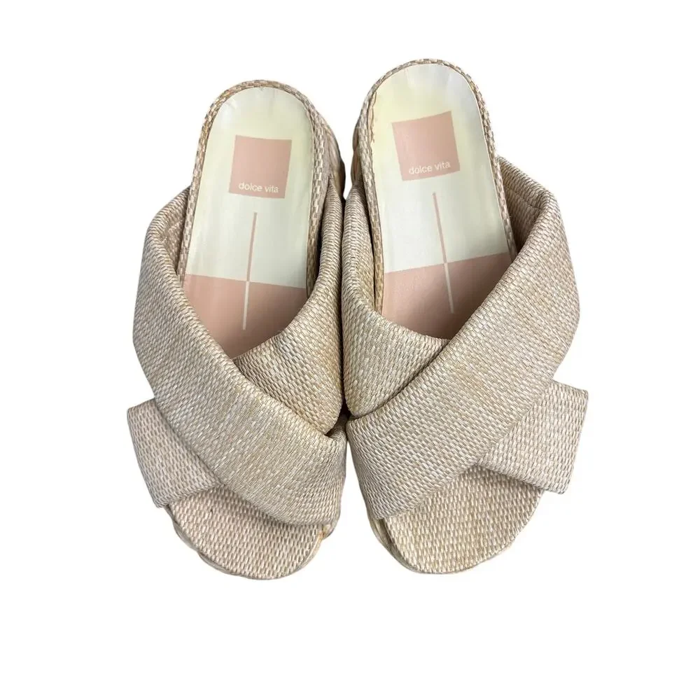Dolce Vita Raffia Cross Top Sandals Sz 7
